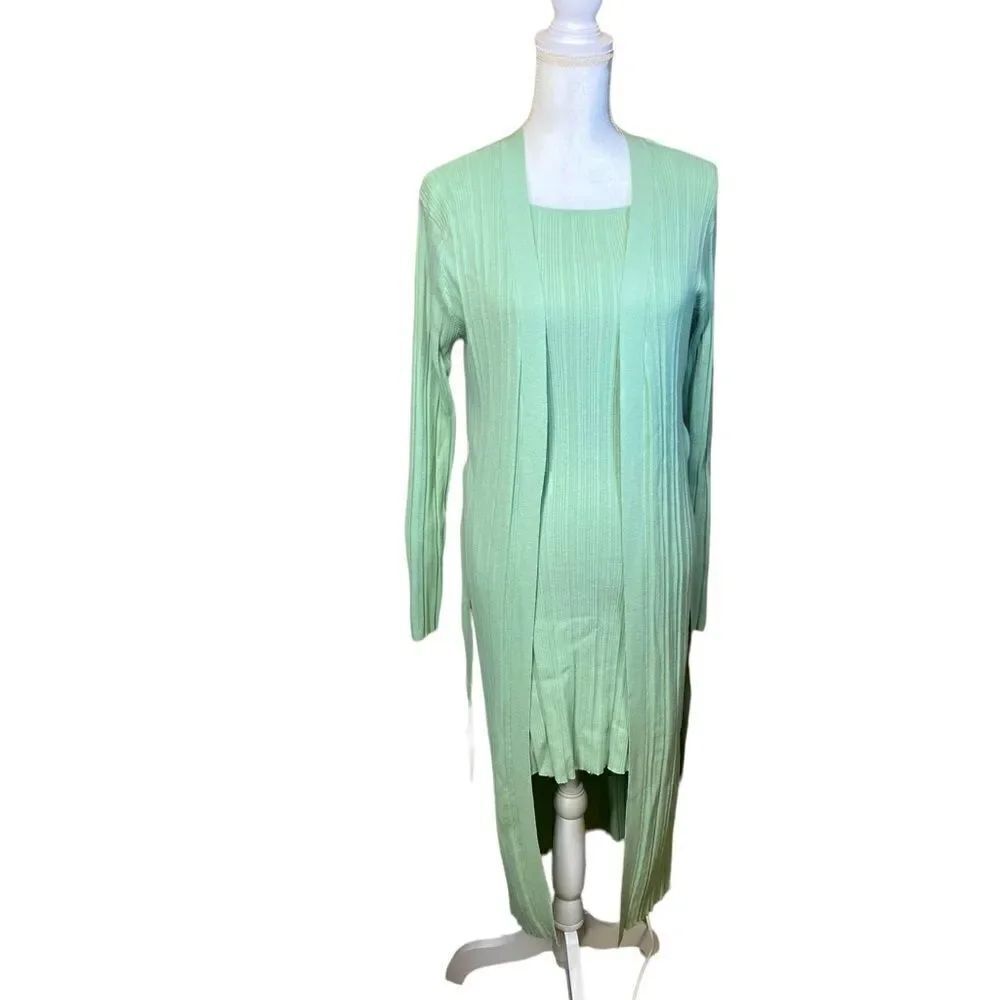 NWT House of Harlow 1960 Mint Green 2 Piece Bodycon Dress Cardigan Size Small